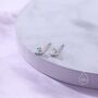 Sterling Silver Tiny White Opal Heart Stud Earrings, thumbnail 4 of 9