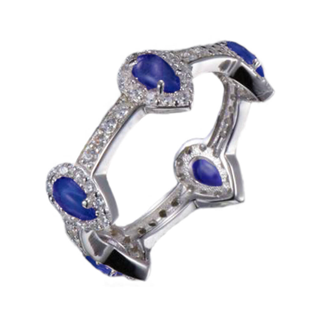 Pear Drop Blue Sapphire Stacking Ring By H.Azeem London