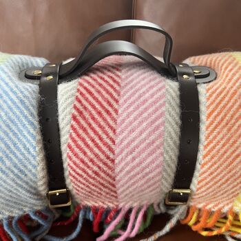 Waterproof Backed Rainbow Wool Picnic Rug, 5 of 5