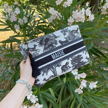 Personalised Tropical Tassel Zip Clutch Pouch, 3 of 5