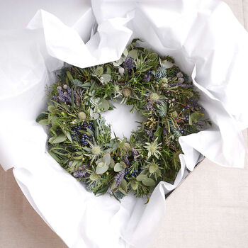Pre Order Highland Festive Thistle Fresh Wreath, 4 of 4