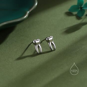 Teeth Stud Earrings In Sterling Silver, 4 of 12