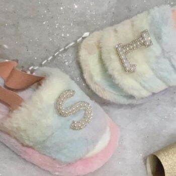 Children's Personalised Rainbow Faux Fur Slippers, 4 of 4