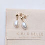 Elodie Bridal Pearl Stud Earrings, thumbnail 3 of 4