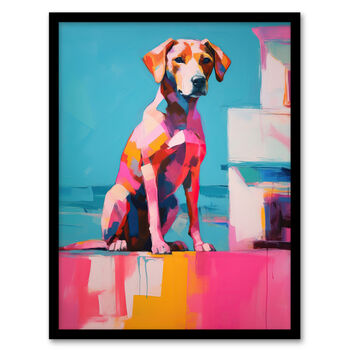 Reflecting Pink Dog At Sunset Fun Bright Wall Art Print, 5 of 6