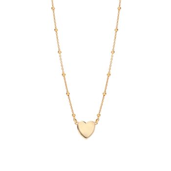 Sterling Silver Gold Plated Heart Bead Disc Necklace, 3 of 7