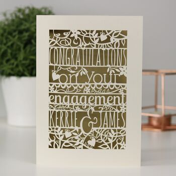 Personalised Papercut Floral Engagement Card, 4 of 8
