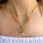 Gold Plated Engraved Coin Necklace With Pearls, thumbnail 3 of 3