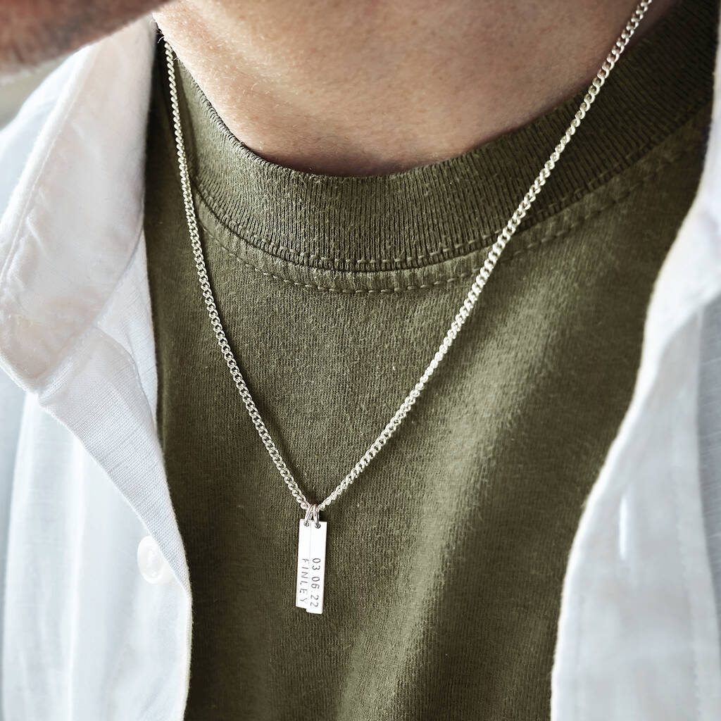 Personalised Men's Silver Tag Necklace, 1 of 4