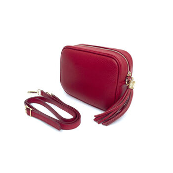 Cherry Red Leather Crossbody Bag And Aztec Strap, 2 of 8