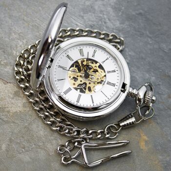 Personalised Silver Plated Dual Side Pocket Watch, 5 of 9