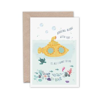 Yellow Submarine Sending Love Greeting Card, 2 of 2