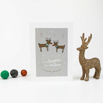 'Daughter And Her Partner' Christmas Card Reindeer, 2 of 10