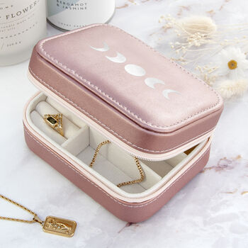 Metallic Pink Moon Phase Jewellery Case, 6 of 9