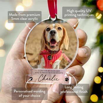 Personalised Pet Memorial Photo Ornament | Custom Dog, 3 of 12