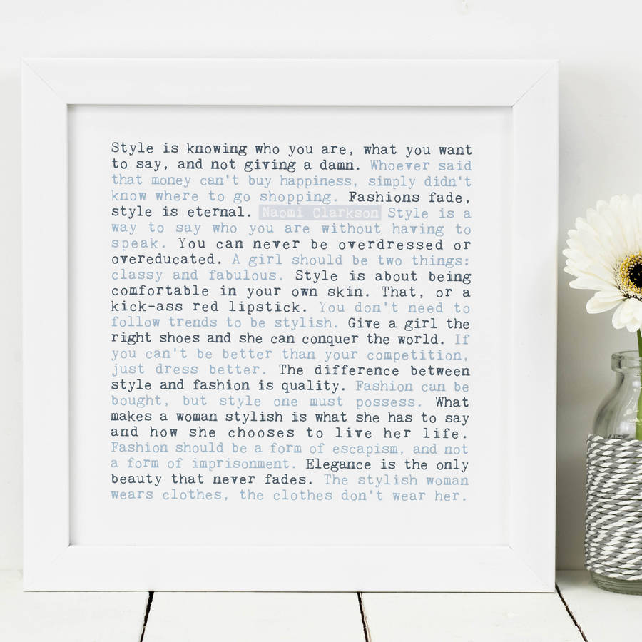 Style Print Gift For Her By Coulson Macleod