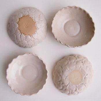 Handmade Mini Textural Pottery Salt + Pepper Dishes, 6 of 6