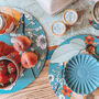 Large Heatproof Serving Platter Chica Camellia Teal, thumbnail 1 of 10