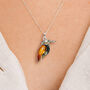 Personalised Sterling Silver Baltic Amber Kingfisher Necklace, thumbnail 1 of 12