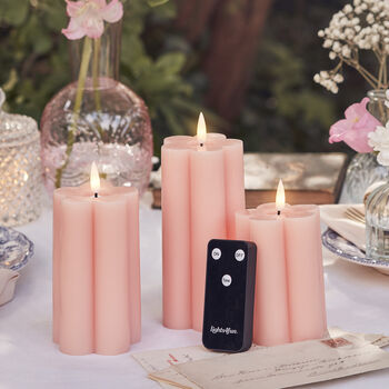 Three Pink Flower Tru Glow® LED Candles With Timer, 2 of 4