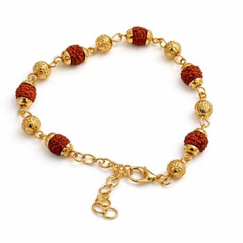 Indian Shiva Rudraksha Gold Beaded Hindu Bracelet, 7 of 7