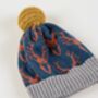 Mens Knitted Lambswool Hat Stag Head Design, thumbnail 2 of 8