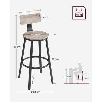 Set Of Two High Back Bar Stools Kitchen Stools Chairs, 8 of 8