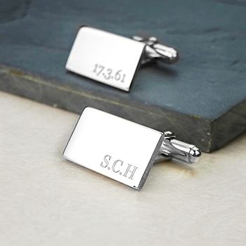 Oblong Hinged Silver Cufflinks, 2 of 4