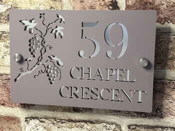 Personalised Grape And Vine Design House Sign Acrylic, 6 of 8