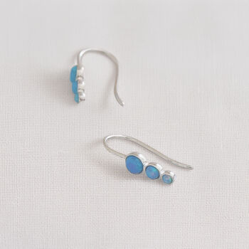 Sterling Silver Blue Opal Trio Drop Earrings, 3 of 5