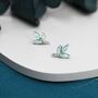 Tiny Opal Leaf Stud Earrings Sterling Silver, thumbnail 1 of 11