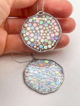 Statement Disco Earrings With Silver Glitter In Medium Size, 6 of 11