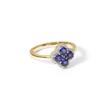 Yellow Gold Blue Sapphire And Natural Diamond Ring, 3 of 4
