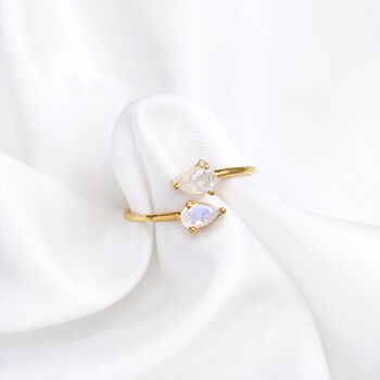 Moonstone Teardrop Gold Plated Adjustable Ring, 5 of 7