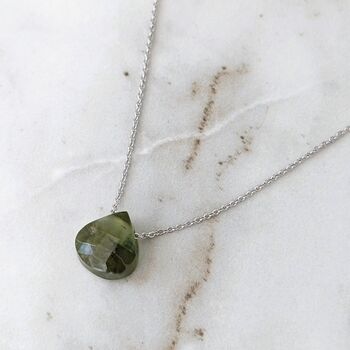 The Nugét Peridot August Birthstone Necklace, Silver, 3 of 6
