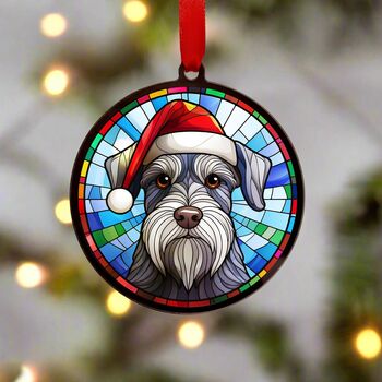 Schnauzer In Santa Hat Suncatcher Decoration, 6 of 6