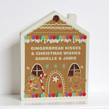 Personalised Gingerbread House Christmas Wooden Ornament, 4 of 4