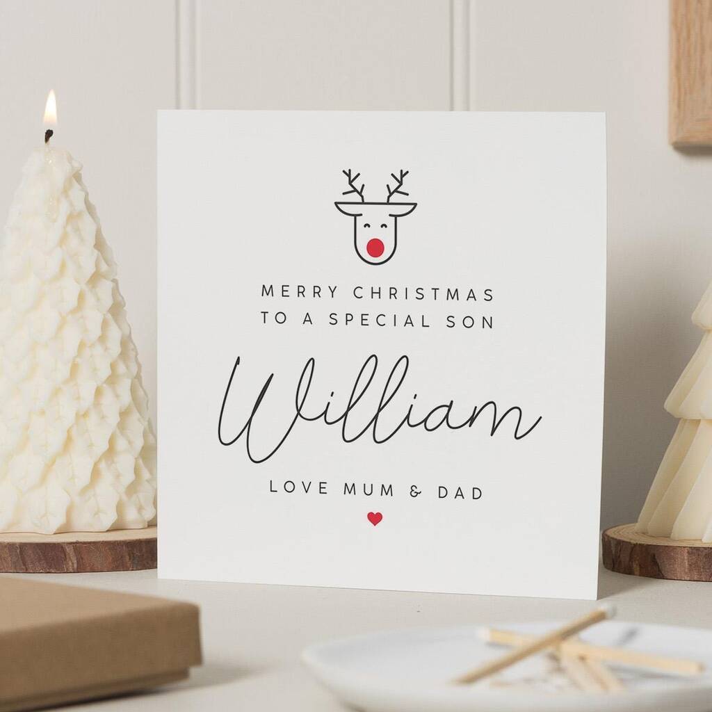 Personalised Merry Christmas Card For Son, 1 of 7