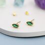 Emerald Green Cz Stud Earrings, thumbnail 3 of 12