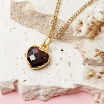 Gold Plated Heart Garnet Gemstone Necklace, 2 of 7