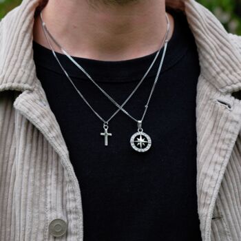 North Star Compass Steel Pendant Necklace, 11 of 12
