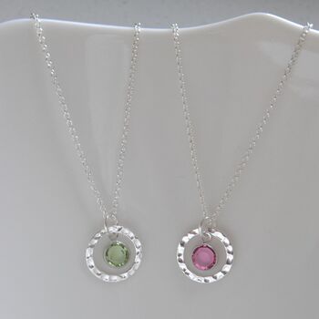 Sterling Silver Halo Birthstone Necklace, 4 of 5