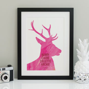 Stags Head Personalised Family Or Friends Print, 6 of 11