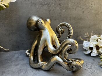 Silver Octopus Wine Bottle Holder Fun Freestanding Rack, 11 of 12