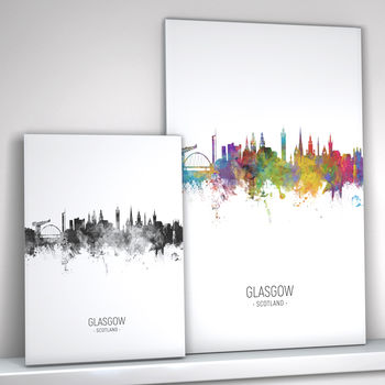 Glasgow Skyline Portrait Print And Box Canvas, 2 of 5