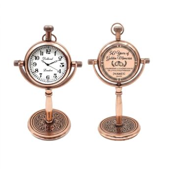 Engraved Copper Desk Clock – 50th Wedding Anniversary And Father's Day Personalised Gift For Dad, 3 of 12