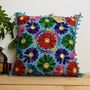 Hand Embroidered Flower Cushion Cover, thumbnail 5 of 10