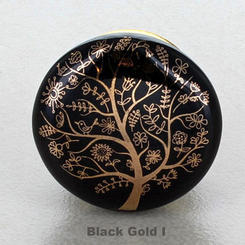 Black Gold Tree Of Life Ceramic Door Knobs, 2 of 11