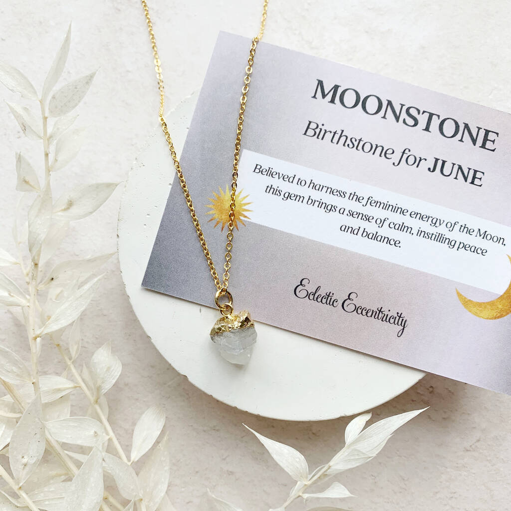 Personalised june birthstone moonstone necklace by lucent studios