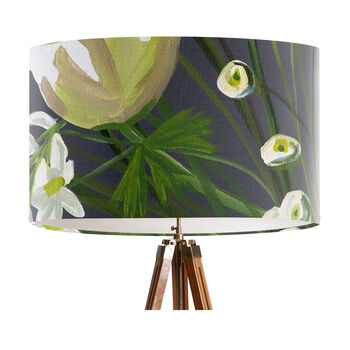 Winter Moonbean, Modern Floral Lampshade White Green, 4 of 4